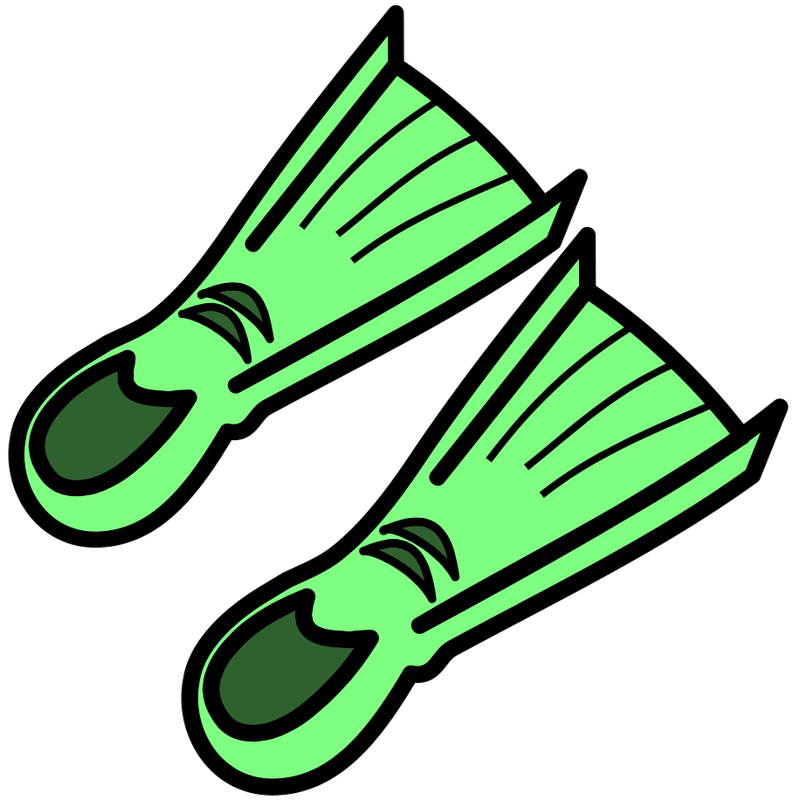 two green green rubber scuba flippers.